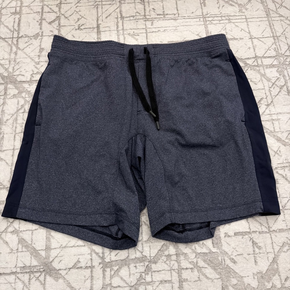 Lululemon Mens Training Sweat Shorts XXL Gray Black Drawstring‎ Athletic Gym